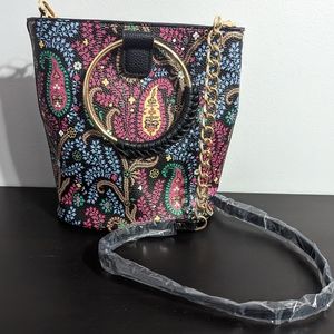 NWOT Carlos Black Paisley Bag